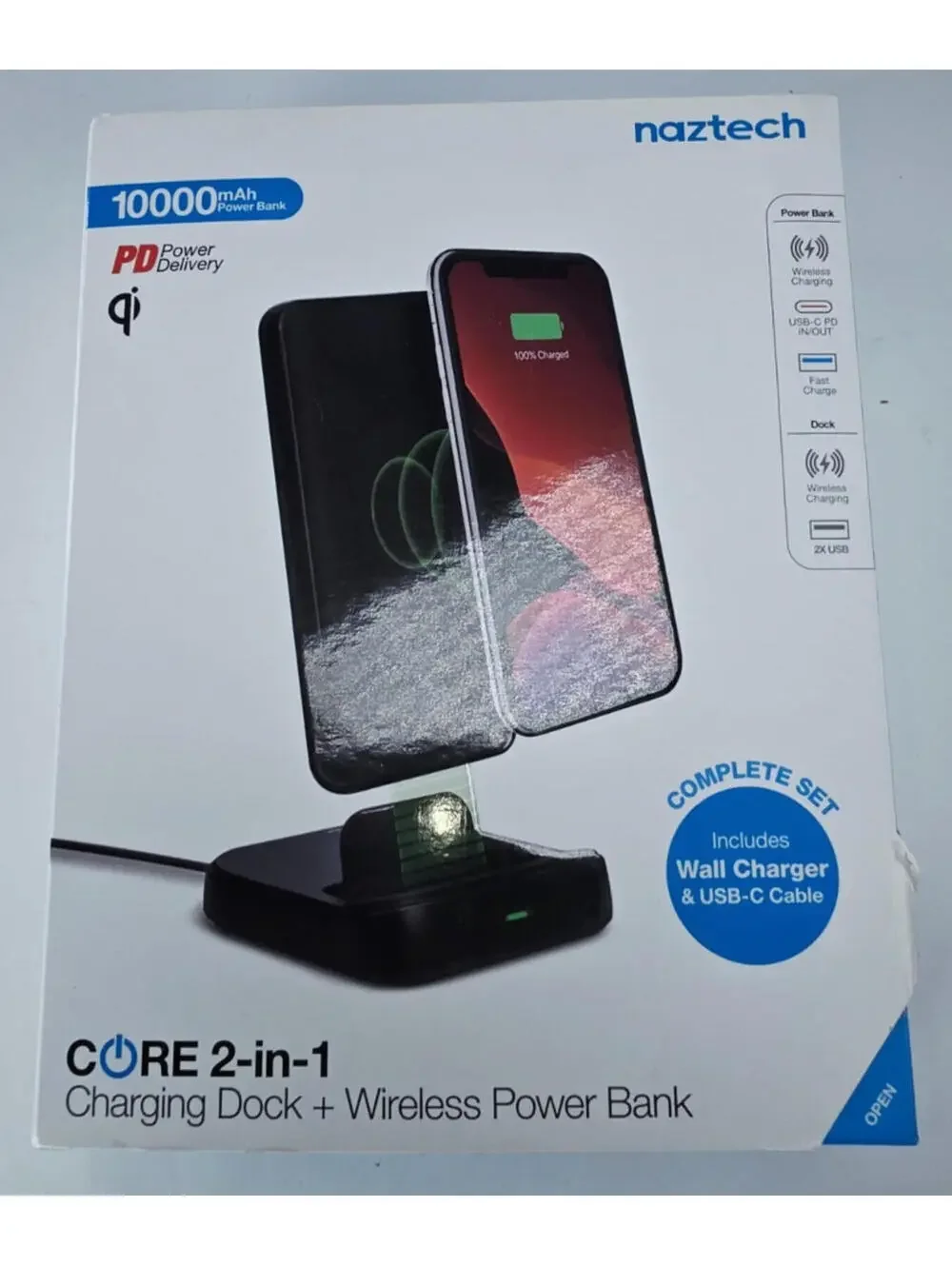 Core 2-in-1 Charging Dock + 10,000mAh  10W iPhone & Android Wireless